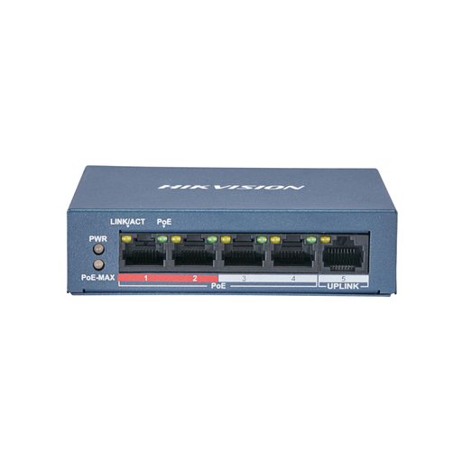 [DS-3E0105P-E(B)] - HIK - Switch - 4x10/100M Mbps POE + 1x10/100M Mbps - Niveau 2; non SNMP; POE(60W) - 48VDC;3W