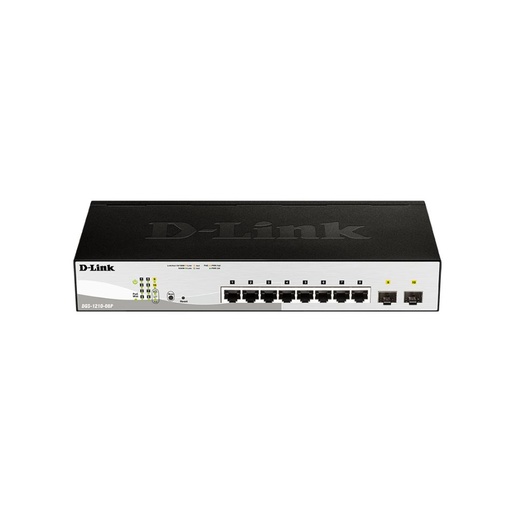 [DGS-1210-08P/E] - D-LINK - Switch - 8x10/100/1000 (PoE); 2xGigabit SFP - Niveau 2; SNMP; Web Smart - 45W - 54V - 1U