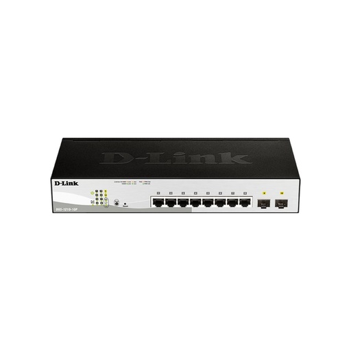 [DGS-1210-10P/E] - D-LINK - Switch - 8x10/100/1000Mbps PoE dont 2 Combo 1000BaseT/SFP - Niveau 2; SNMP; Web Smart - 78W - 54V; 80,6WW - 1U